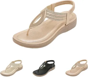 Flat Sandals for Women Dressy Comfortable Summer Walking Flat Bohemian Shoes Casual Ankle Elastic Flip Flops Sandals