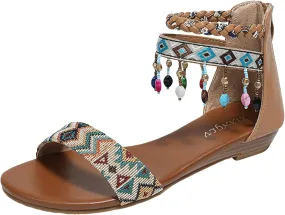 Flat Sandals for Women Dressy Women's Flat Sandals Ankle Strap Sandals Ladies Sandals Open Toe Slingback Shoes