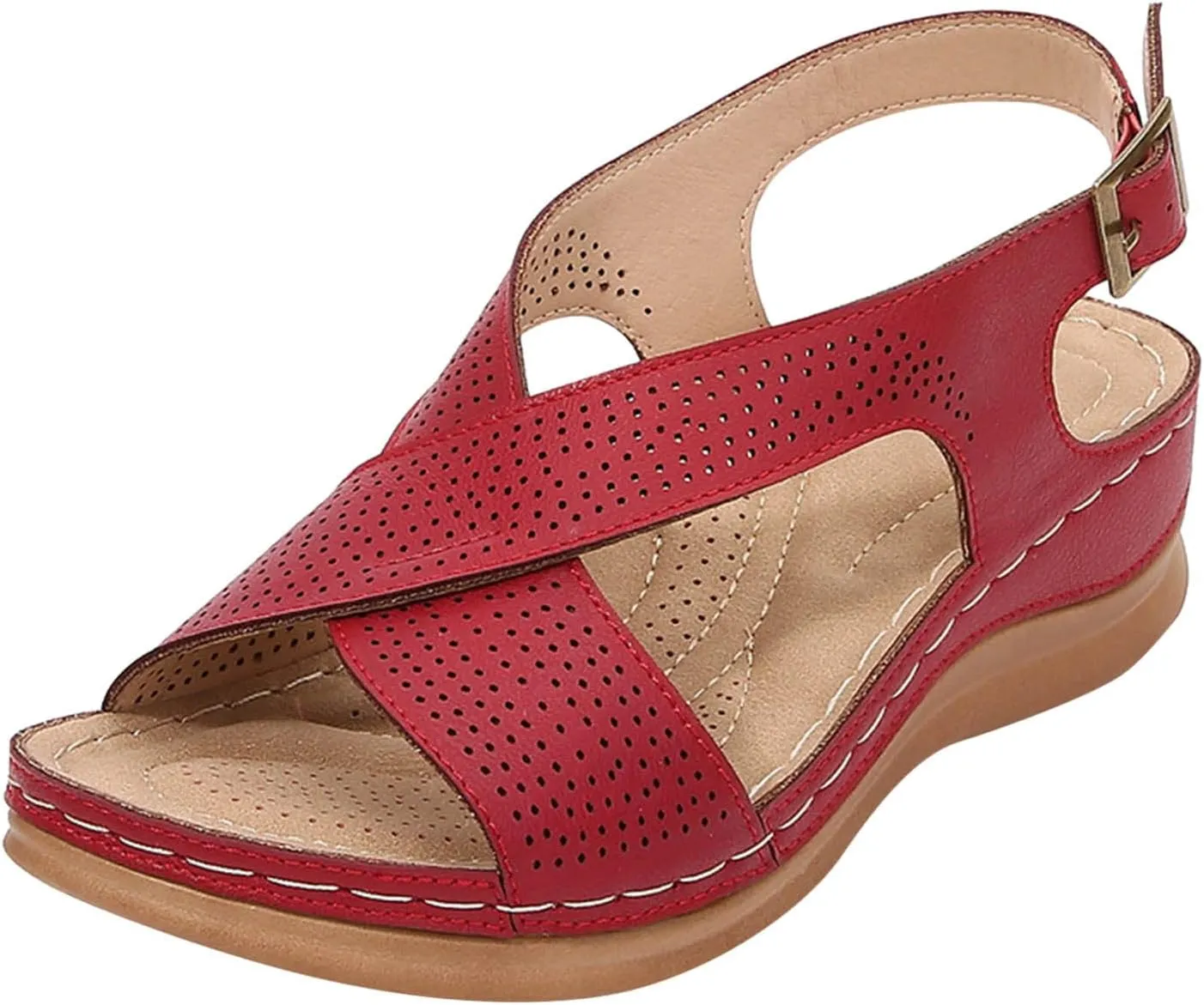 Flat Sandals Women's Flat Sandals Ankle Strap Sandals Women Flat Sandals Non Slip on Casual Summer Beach Shoes