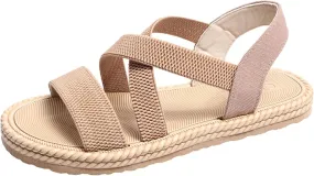 Flat Strappy Sandals For Women Fancy Wedding Dress Shoes Adjustable Double Strap Cross Beach Womens Flat Sandals