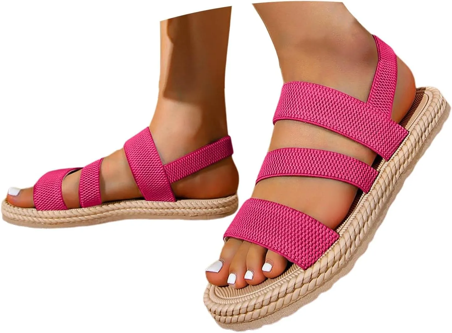 Flat Strappy Sandals For Women Fancy Wedding Dress Shoes Adjustable Double Strap Cross Beach Womens Flat Sandals