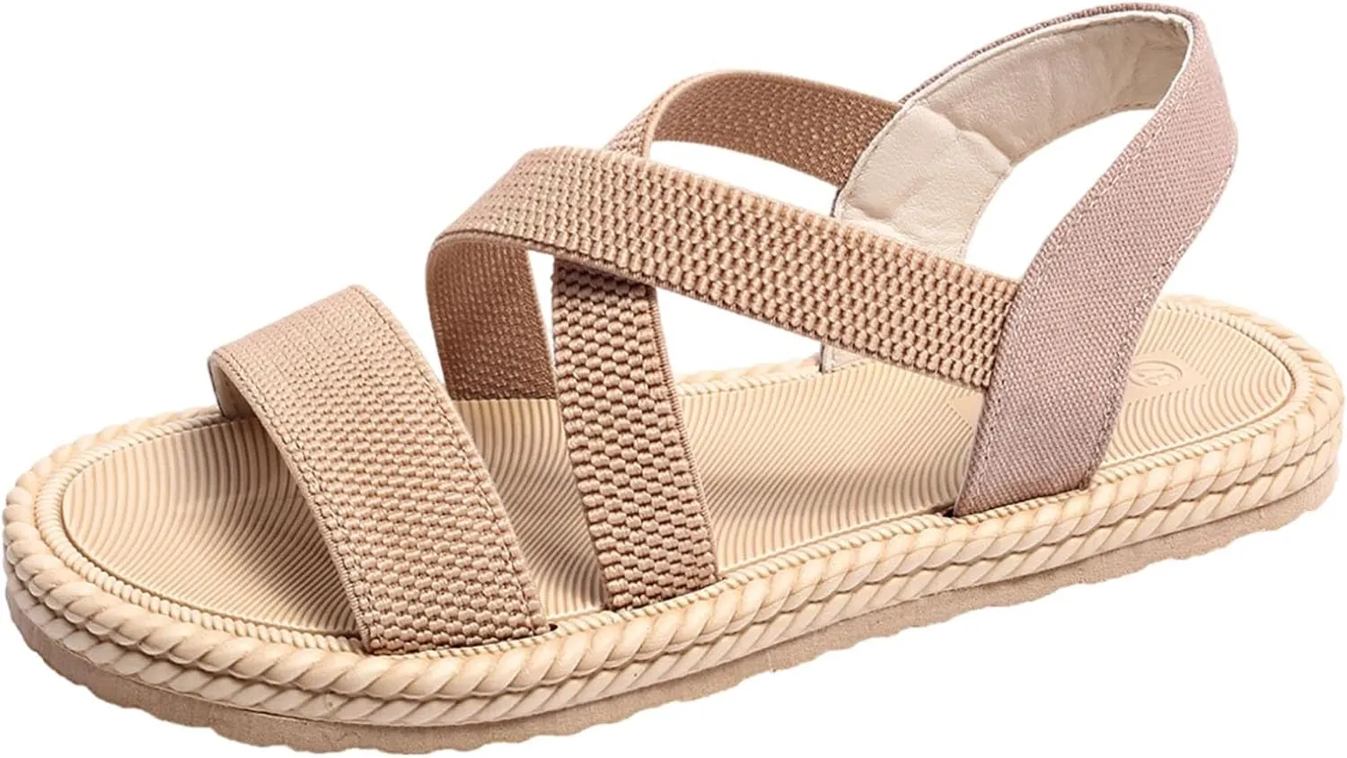 Flat Strappy Sandals For Women Fancy Wedding Dress Shoes Adjustable Double Strap Cross Beach Womens Flat Sandals