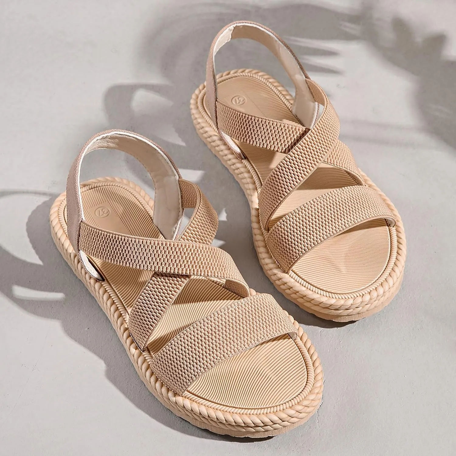 Flat Strappy Sandals For Women Fancy Wedding Dress Shoes Adjustable Double Strap Cross Beach Womens Flat Sandals