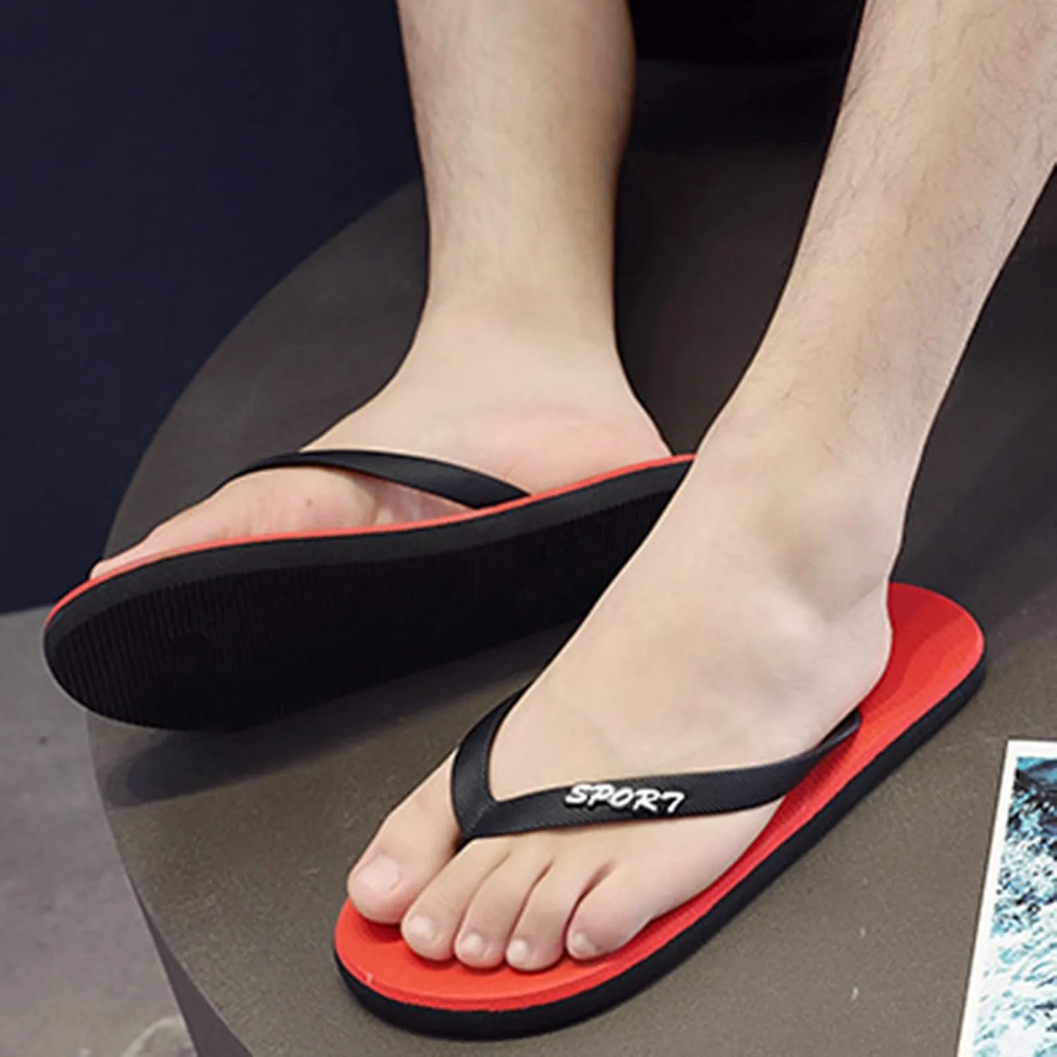 Flip Flops for Men Arch Support Men Fashionable Flat Toe Flip Flops Flat Beach Fashion Toe Sandals