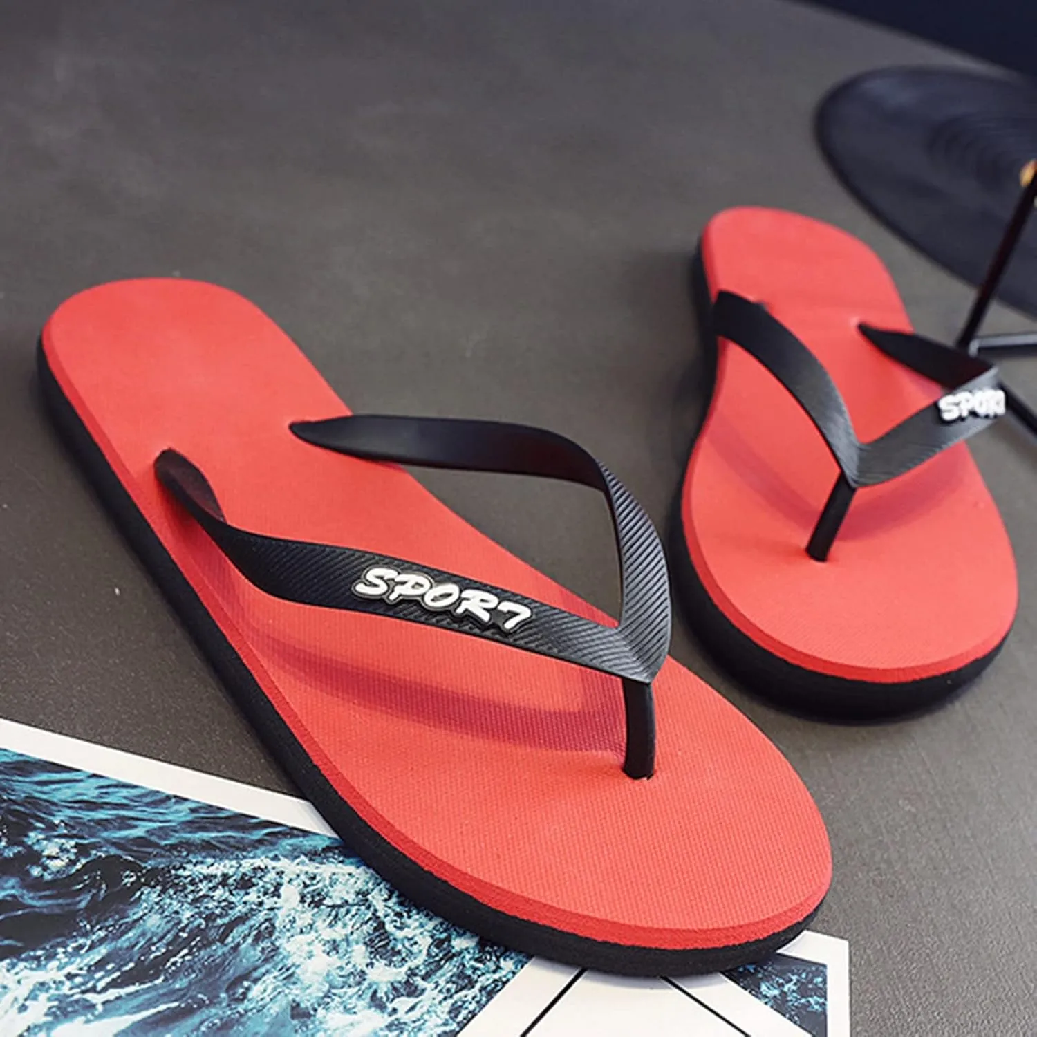 Flip Flops for Men Arch Support Men Fashionable Flat Toe Flip Flops Flat Beach Fashion Toe Sandals