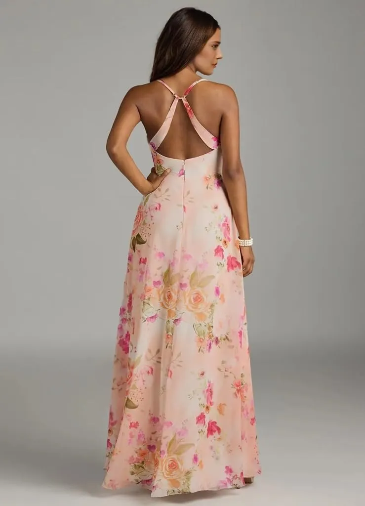 Floral Chiffon Bridesmaid Dresses for Women A Line Formal Evening Dresses HGR105