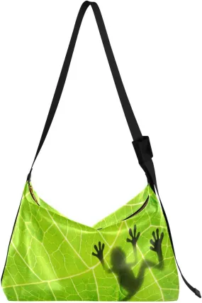 Frog Shadow on Leaves Hobo Crossbody Bags for Women Leather Large Shoulder Bag Cross Body Trendy Womens Tote Bags Handbag for Travel Shopping