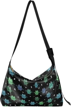 Funny Frogs Cute Hobo Crossbody Bags for Women Leather Large Shoulder Bag Cross Body Summer Trendy Womens Tote Bags Handbag for Travel Shopping