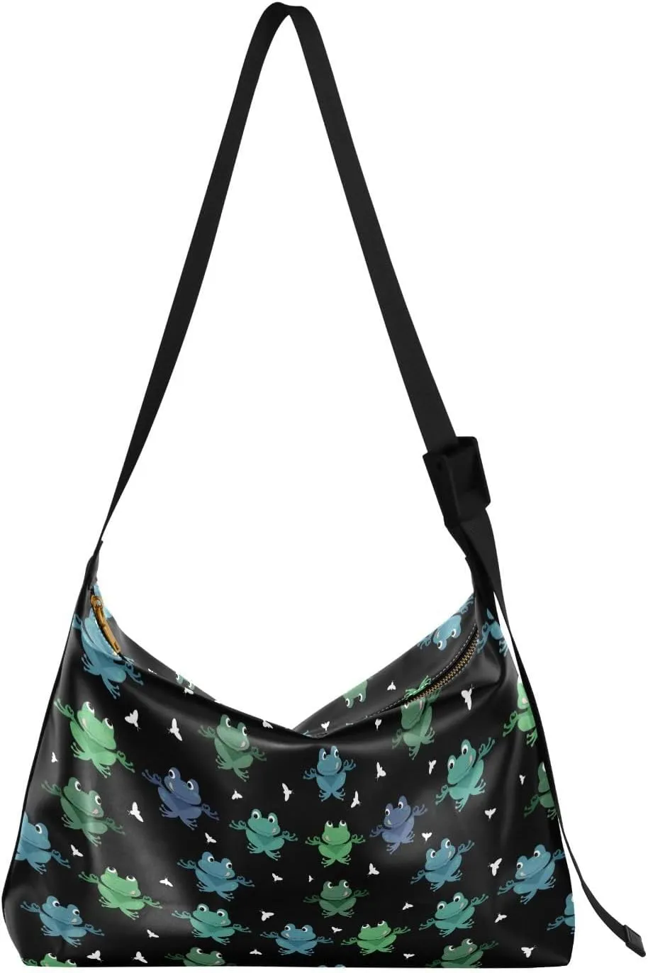 Funny Frogs Cute Hobo Crossbody Bags for Women Leather Large Shoulder Bag Cross Body Summer Trendy Womens Tote Bags Handbag for Travel Shopping