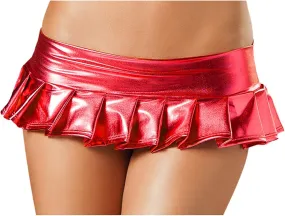 FZYLQY Women's Latex Metallic Skirt Sexy Pleated Mini Skater Skirt Solid Metallic Pleated Club Wear Pole Dance Mini Skirt