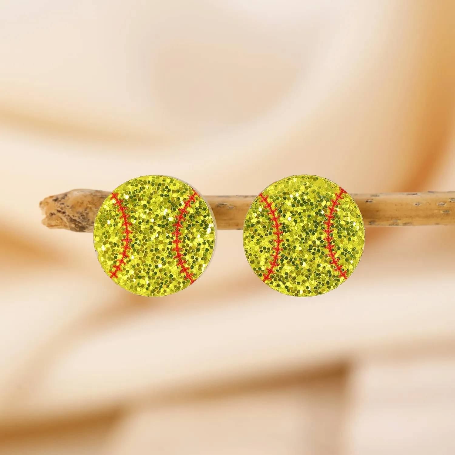 Glitter Acrylic Soccer Softball Stud Earrings for Women Men Fan Gifts for Sport Lover Holiday Party Game Jewelry Gift