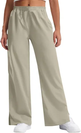 GOFULY Womens Pants Lightweight Straight Wide Leg High Waisted Casual Pants Elastic Waist Drawstring Trousers with Pockets