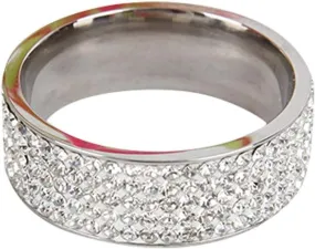 Gold Round cut Cubic Zirconia Ring All-Around Band Pave Ring set Jewelry Simple Sparkling Wedding Chunky Band
