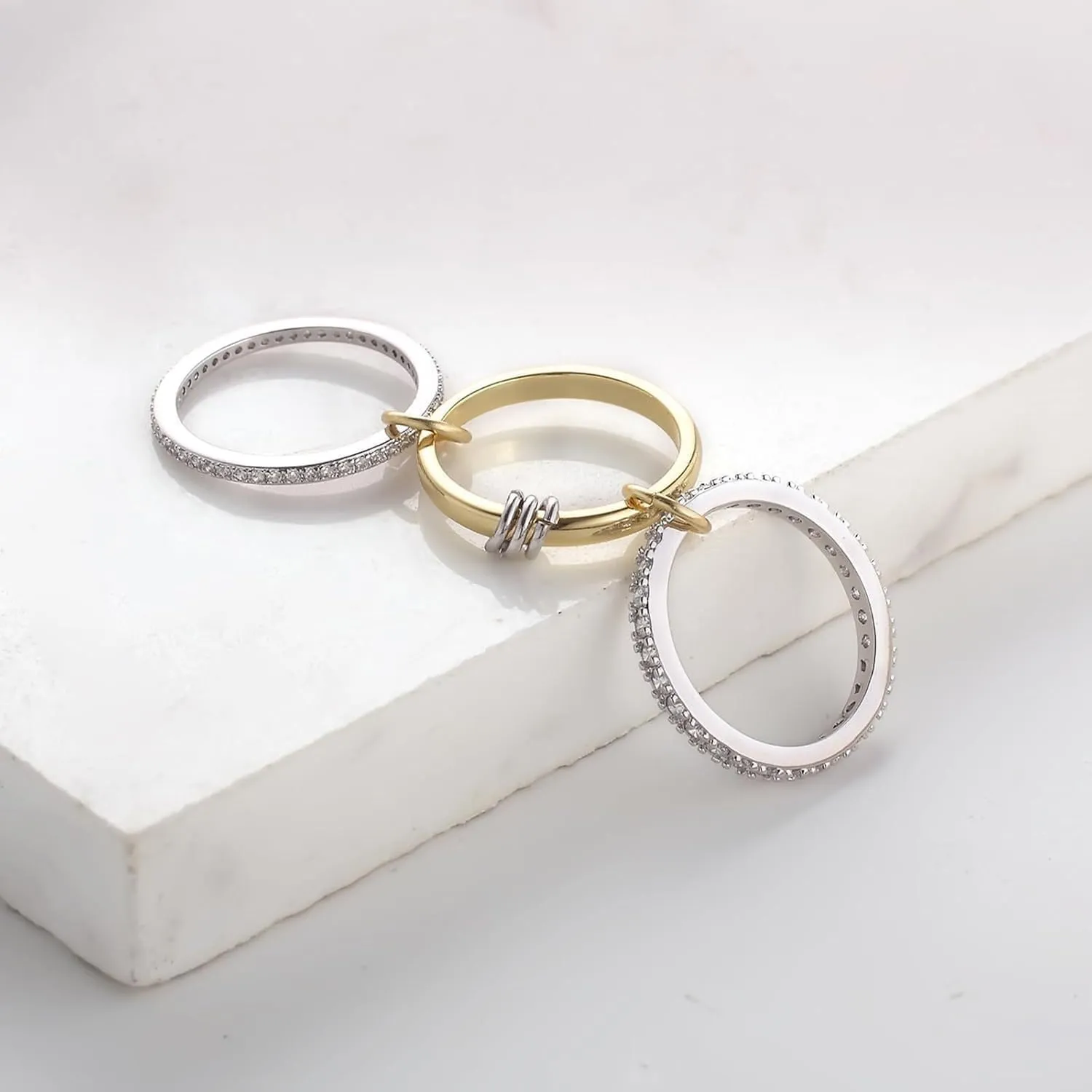 Gold Stackable Rings for Women, Non Tarnish 18k Gold Plated CZ Cubic Zirconia Stack Rings, Dainty Knuckle Rings Set, Stackable Womens Gold Rings for Daily Wear