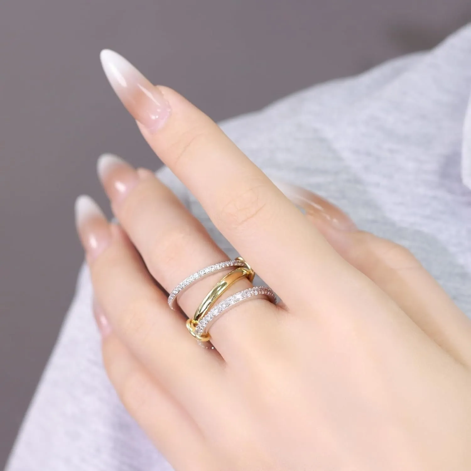 Gold Stackable Rings for Women, Non Tarnish 18k Gold Plated CZ Cubic Zirconia Stack Rings, Dainty Knuckle Rings Set, Stackable Womens Gold Rings for Daily Wear