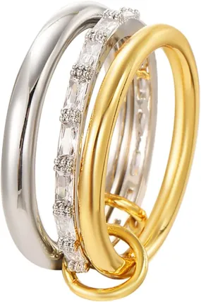Gold Stackable Rings for Women, Non Tarnish 18k Gold Plated CZ Cubic Zirconia Stack Rings, Dainty Knuckle Rings Set, Stackable Womens Gold Rings for Daily Wear