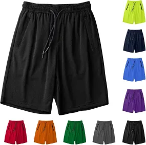 Gym Shorts Men Summer Ice Silk Quick Drying Workout Shorts Lightweight Soild Color Running Shorts Elastic Waist Shorts