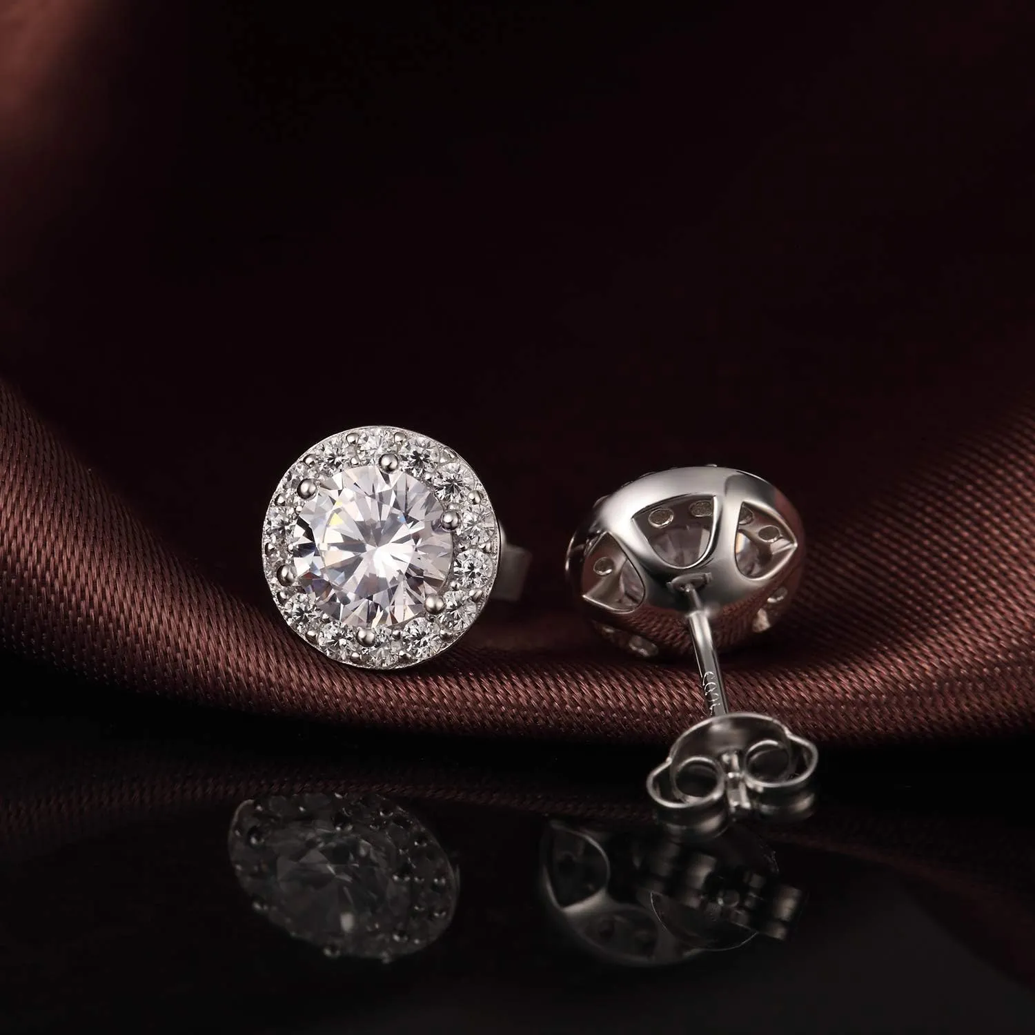 Halo Stud Earrings 925 Sterling Silver Halo Diamond Earrings for Women Cubic Zirconia Stud Earrings Jewelly for Unisex