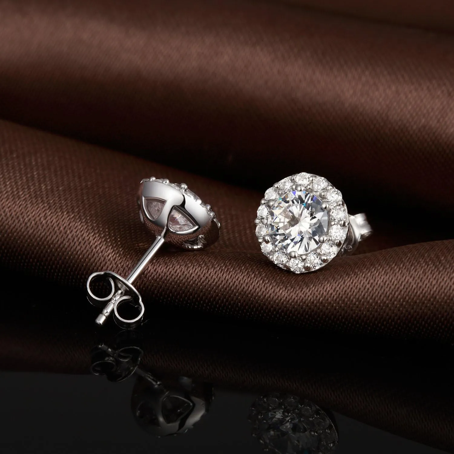 Halo Stud Earrings 925 Sterling Silver Halo Diamond Earrings for Women Cubic Zirconia Stud Earrings Jewelly for Unisex