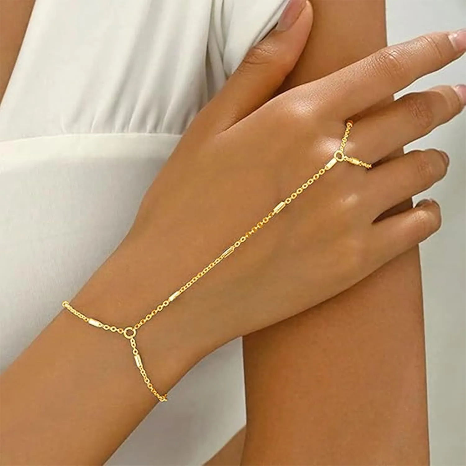 Hand Chain Gold Bracelets for Women Trendy Stuff Ring Bracelet Hand Chain Dainty Chain Bracelet Hand Jewelry Gifts