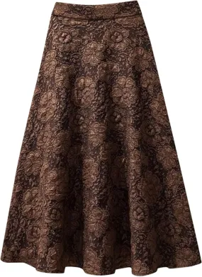 High Waisted Skirts for Women, Ladies Flower Jacquard High Waist Summer Lounge Midi Skirts for Vacation