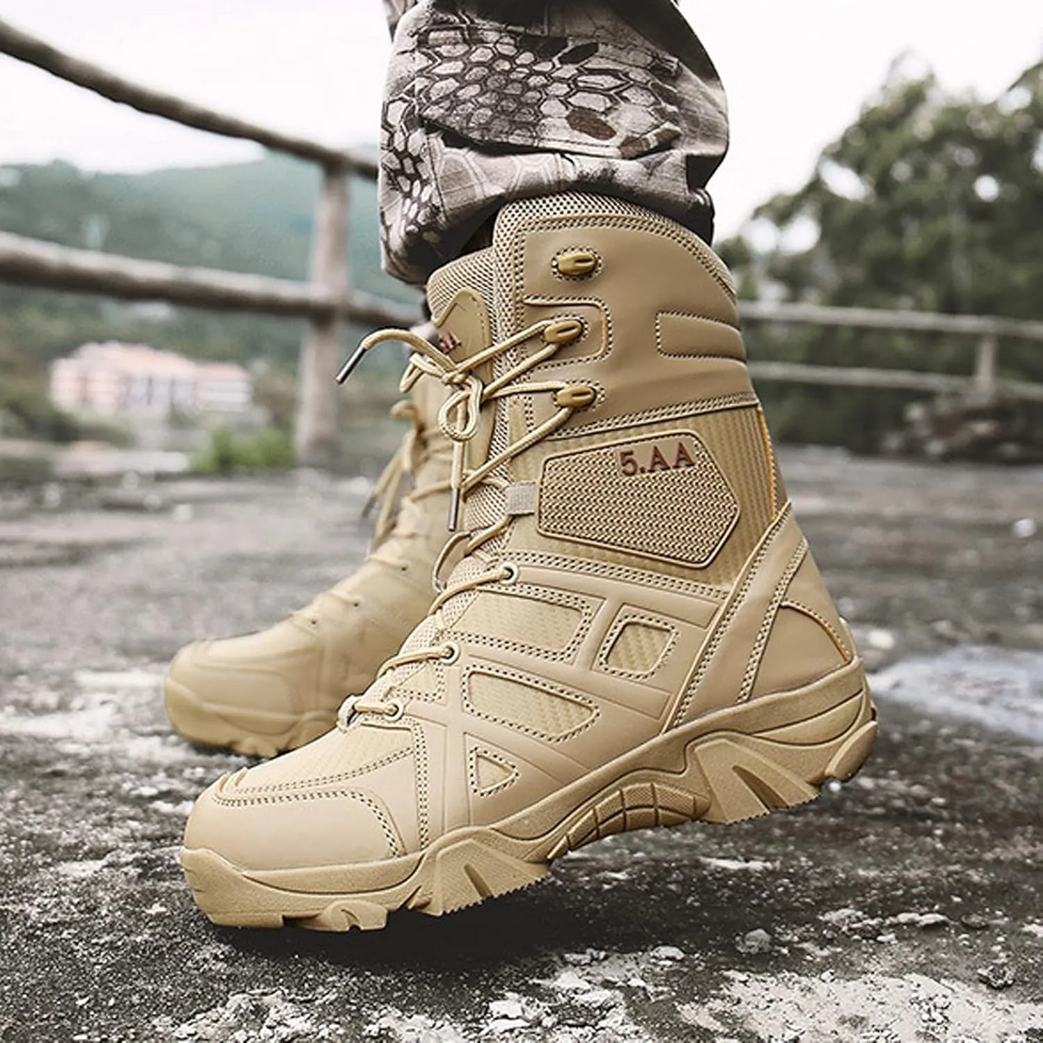 hongrenamz Mens Walking Boots Waterproof Trekking Shoes Mens Hiking Shoes Non-Slip Outdoor Climbing Hiking Shoes