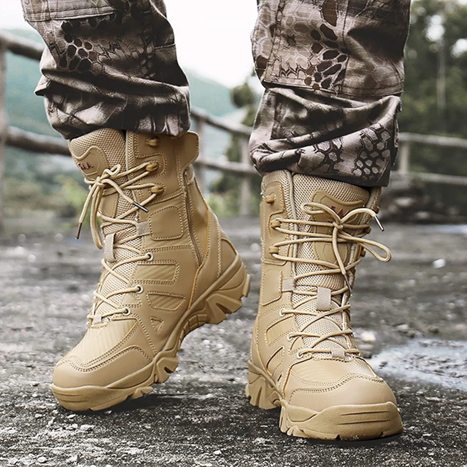 hongrenamz Mens Walking Boots Waterproof Trekking Shoes Mens Hiking Shoes Non-Slip Outdoor Climbing Hiking Shoes