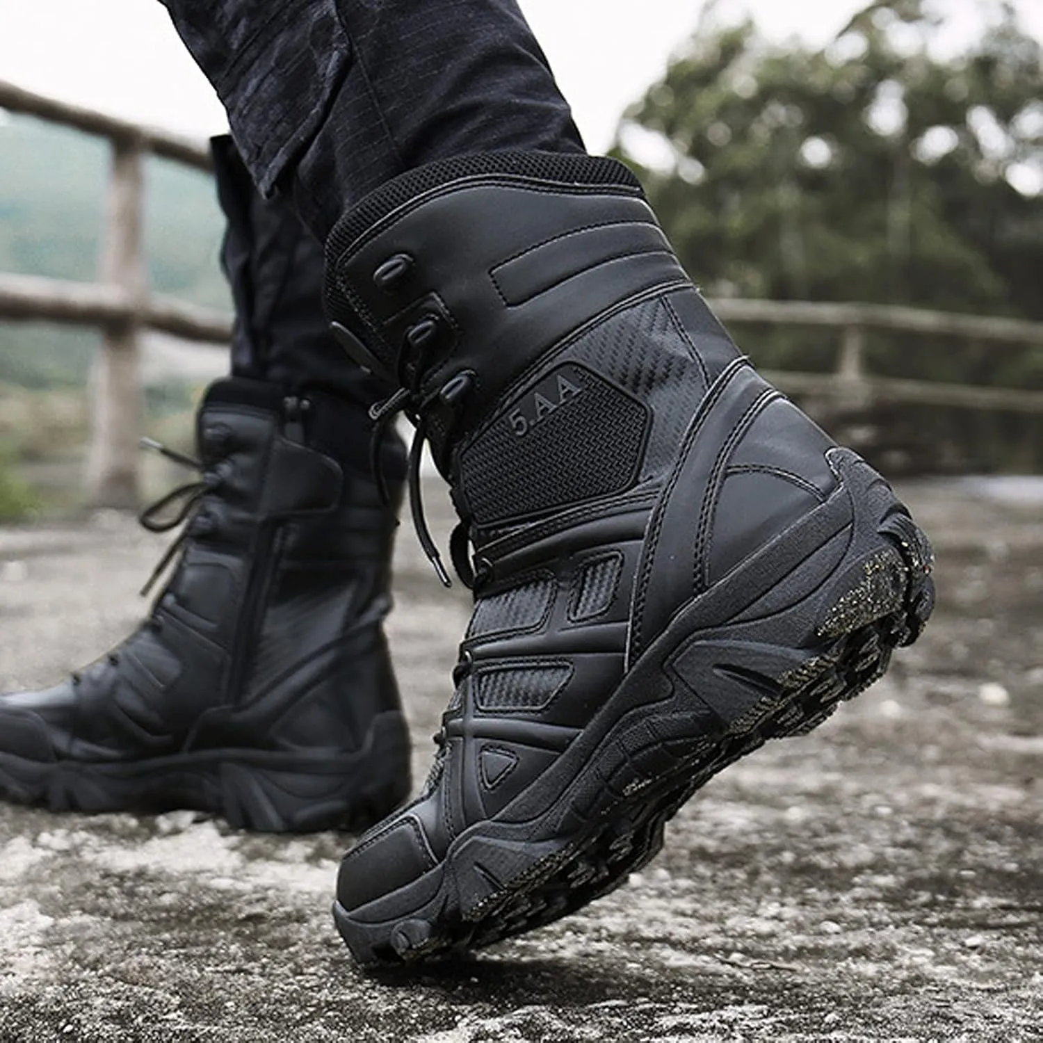 hongrenamz Mens Walking Boots Waterproof Trekking Shoes Mens Hiking Shoes Non-Slip Outdoor Climbing Hiking Shoes