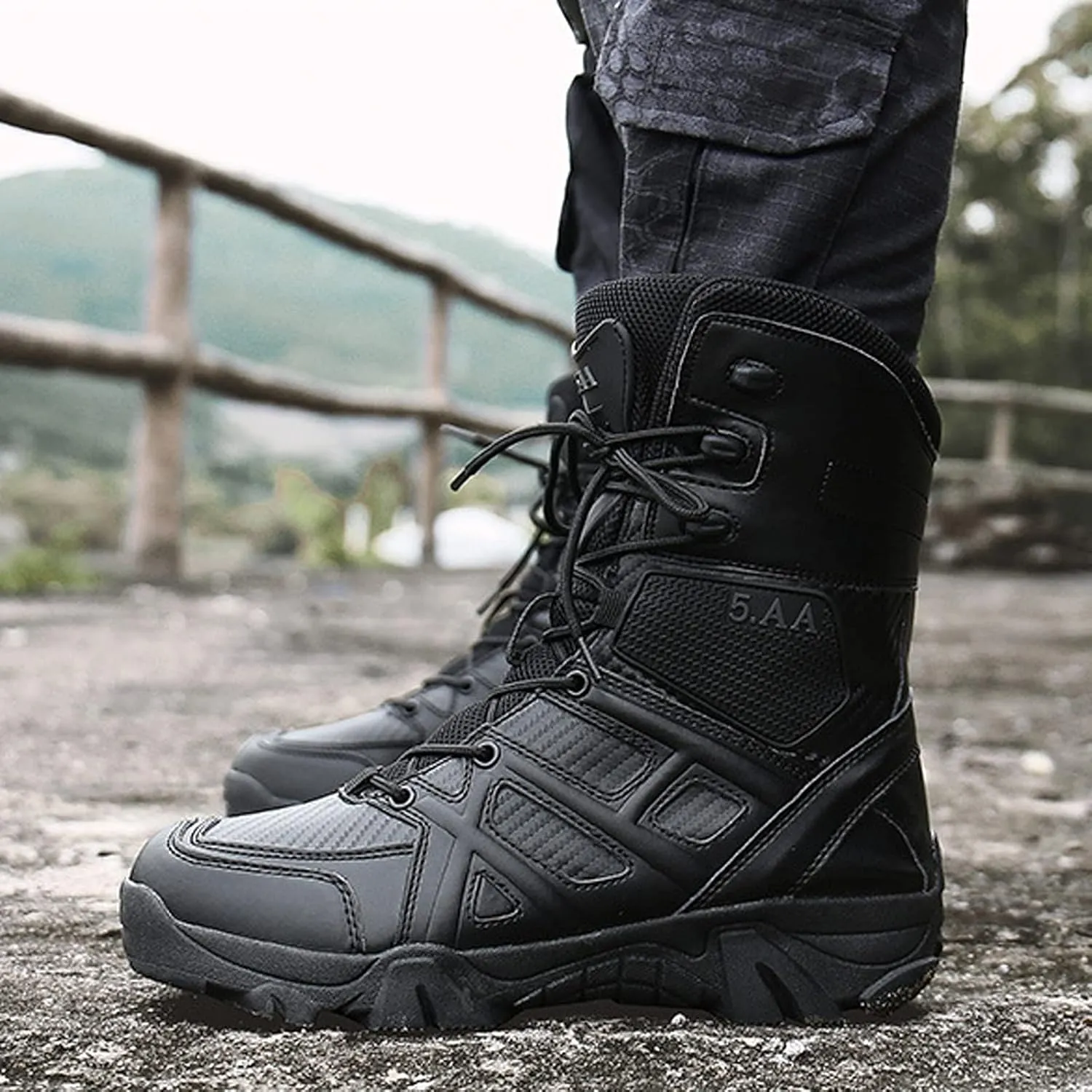 hongrenamz Mens Walking Boots Waterproof Trekking Shoes Mens Hiking Shoes Non-Slip Outdoor Climbing Hiking Shoes