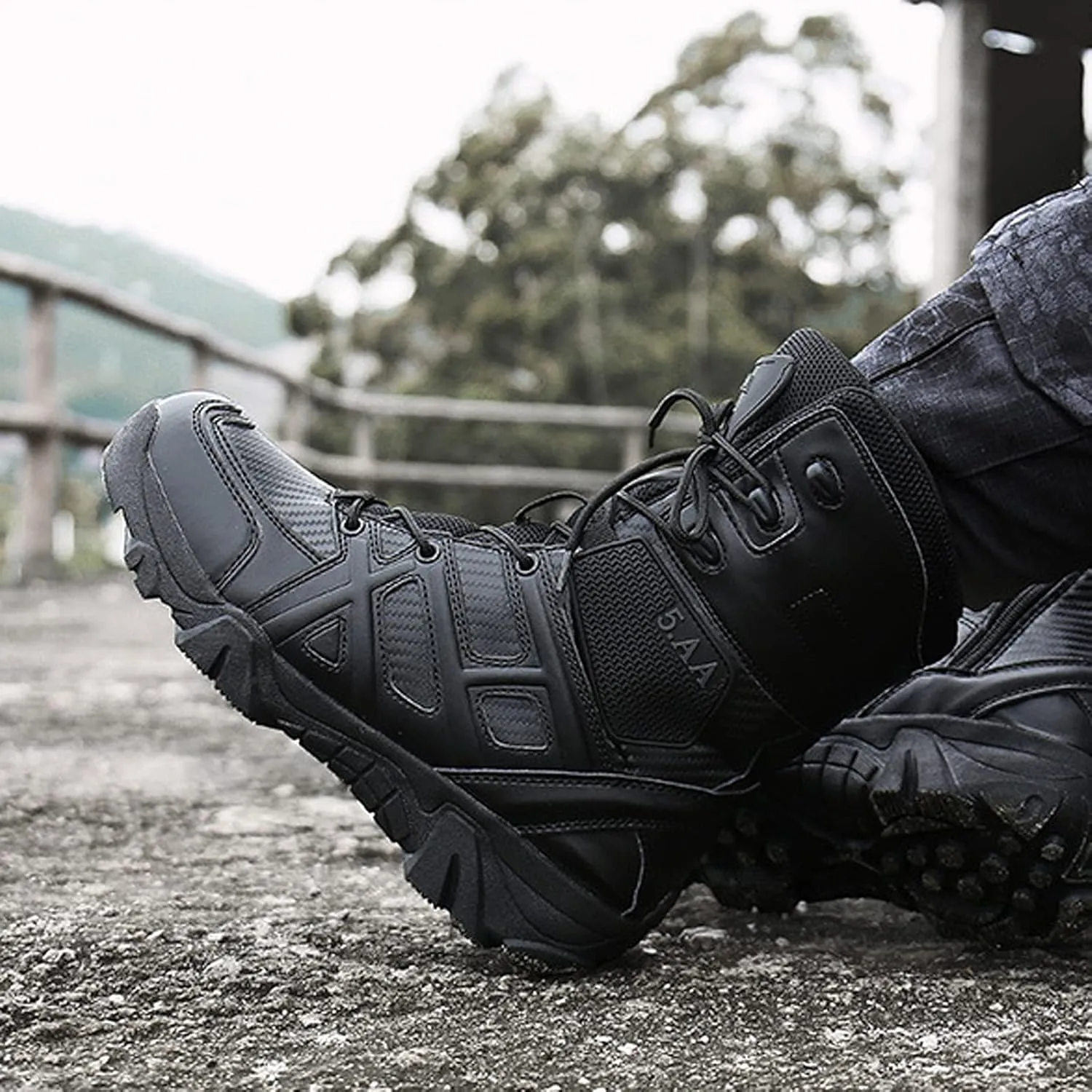 hongrenamz Mens Walking Boots Waterproof Trekking Shoes Mens Hiking Shoes Non-Slip Outdoor Climbing Hiking Shoes