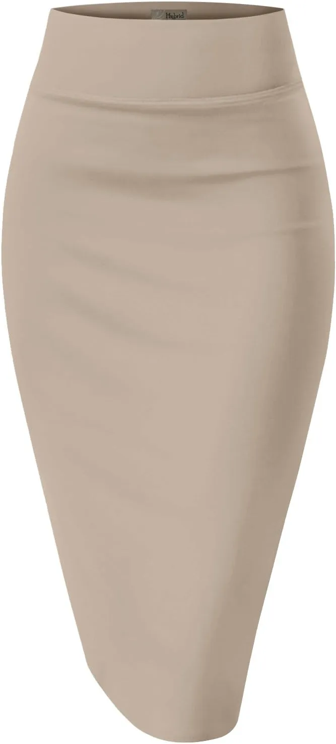 Hybrid & Company Women Elastic High Waist Bodycon Work Business Pencil Skirt