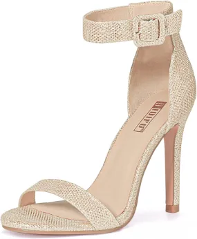 IDIFU Women's High Heels for Women Dressy Stiletto Heels Open Toe Heels Ankle Strap Heeled Sandals for Women on Wedding Party Homecoming