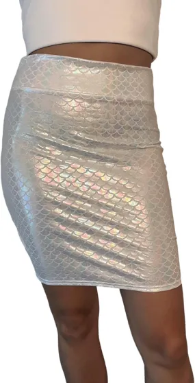 Iridescent Mermaid Scale Pencil Skirt - Bodycon Mermaid Costume Mini Skirt - Made in USA