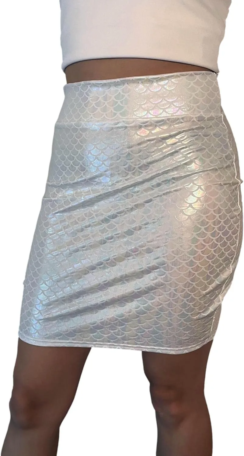 Iridescent Mermaid Scale Pencil Skirt - Bodycon Mermaid Costume Mini Skirt - Made in USA