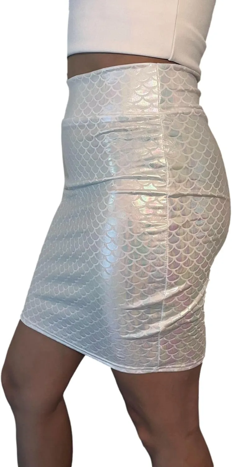 Iridescent Mermaid Scale Pencil Skirt - Bodycon Mermaid Costume Mini Skirt - Made in USA