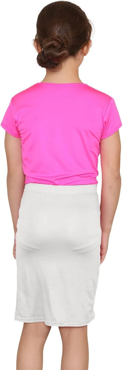 Janisramone Girls Midi Skirt Plain Elastic Waist Bodycon Kids Casual School Pencil Skirt