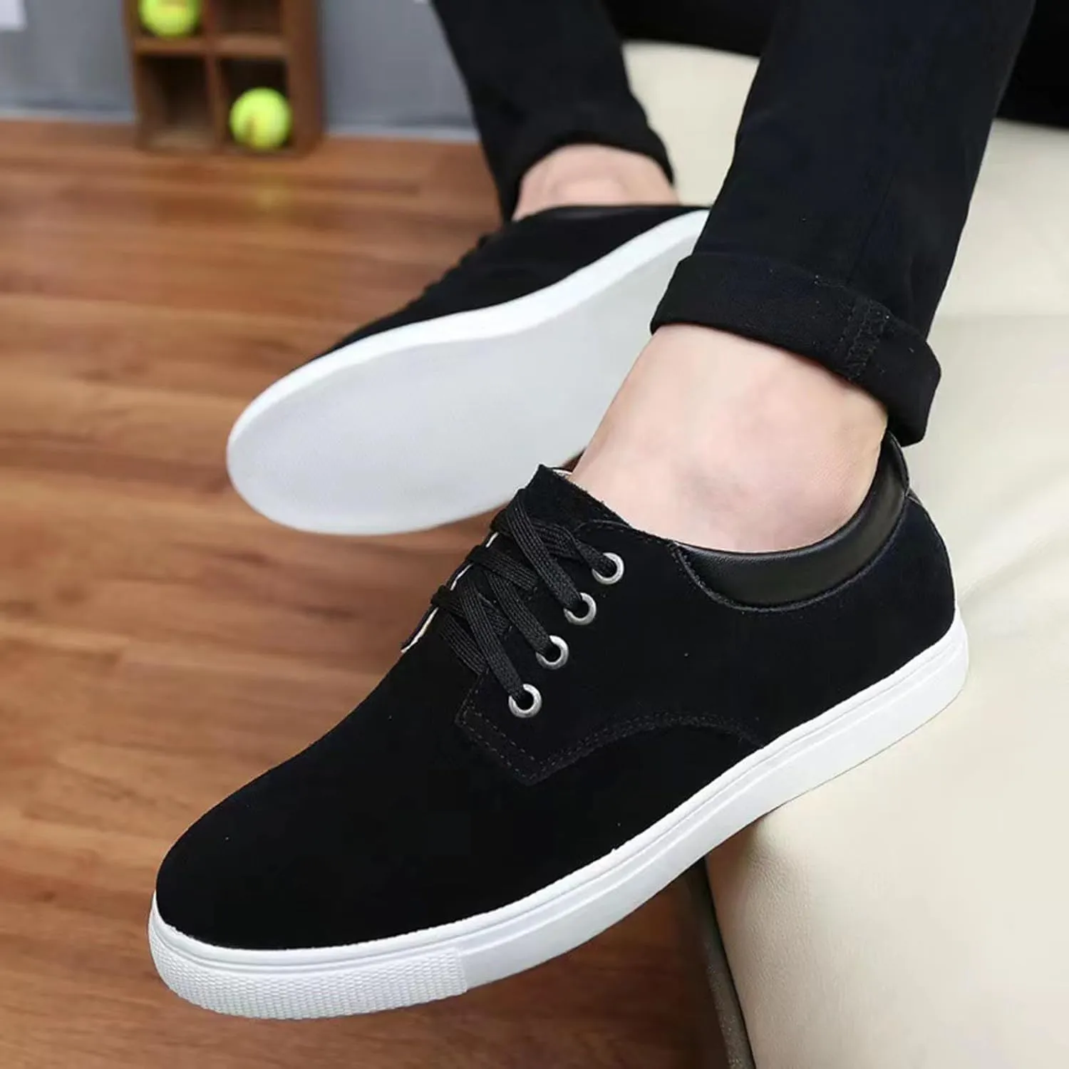 KtEli Men's Sneakers Lace-Up Lightweight Casual Walking ShoesMens Canvas Shoes Classic Men's Canvas Sneakers Low Top ShoesLace up Comfortable Skate Casual Shoes (Color : Black, Size : 46)