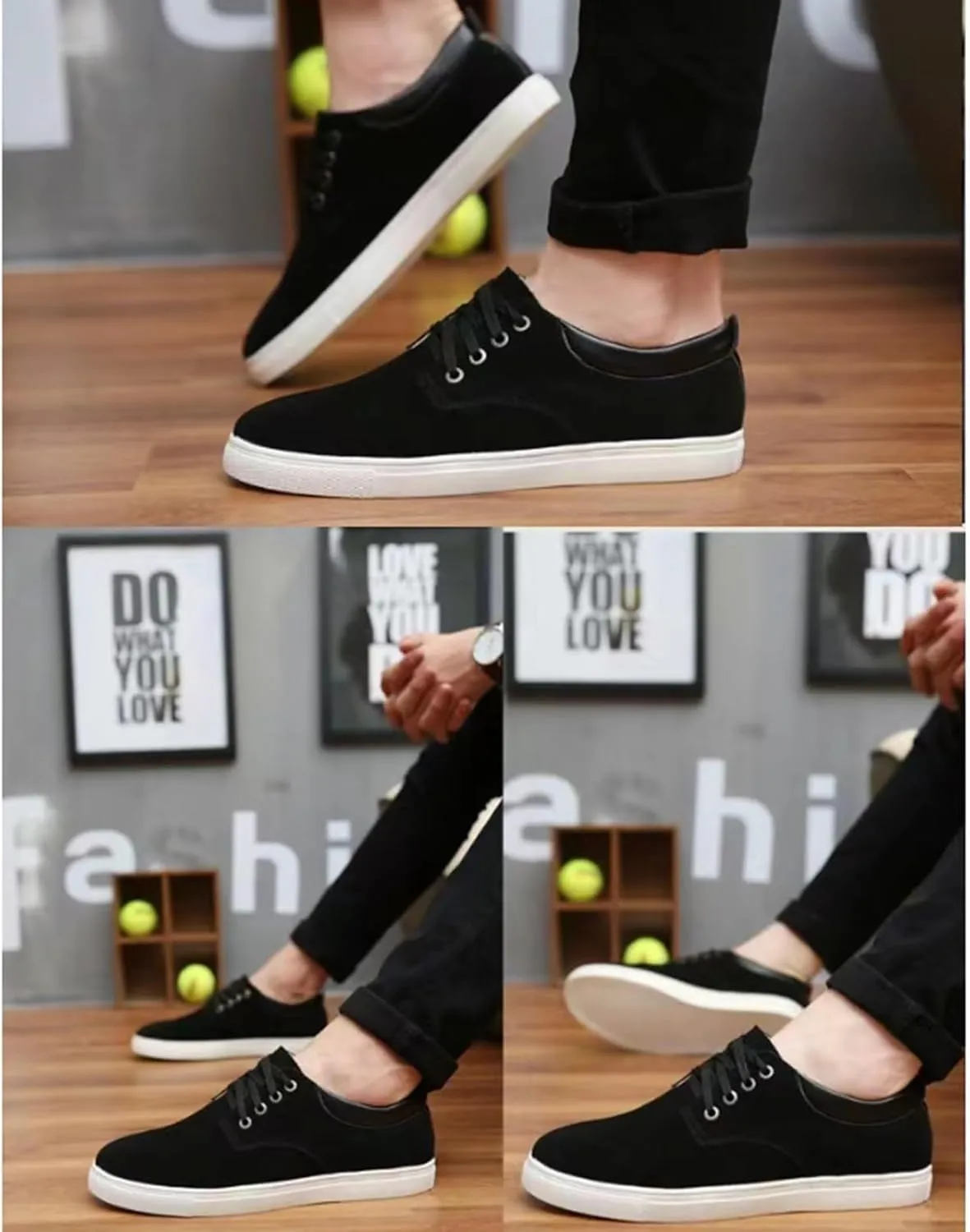KtEli Men's Sneakers Lace-Up Lightweight Casual Walking ShoesMens Canvas Shoes Classic Men's Canvas Sneakers Low Top ShoesLace up Comfortable Skate Casual Shoes (Color : Black, Size : 46)