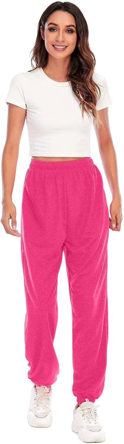 Ladies Stretch Plain Pants Womens Casual Trousers High Waist Lounge Sweatpants Solid Color Bootcut Yoga Pants Gym