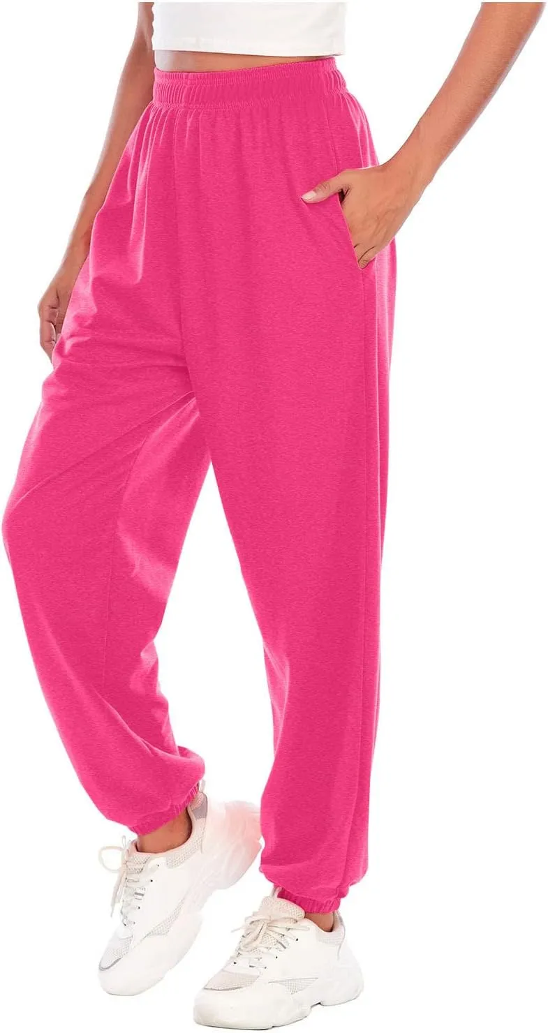 Ladies Stretch Plain Pants Womens Casual Trousers High Waist Lounge Sweatpants Solid Color Bootcut Yoga Pants Gym