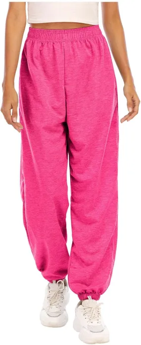 Ladies Stretch Plain Pants Womens Casual Trousers High Waist Lounge Sweatpants Solid Color Bootcut Yoga Pants Gym