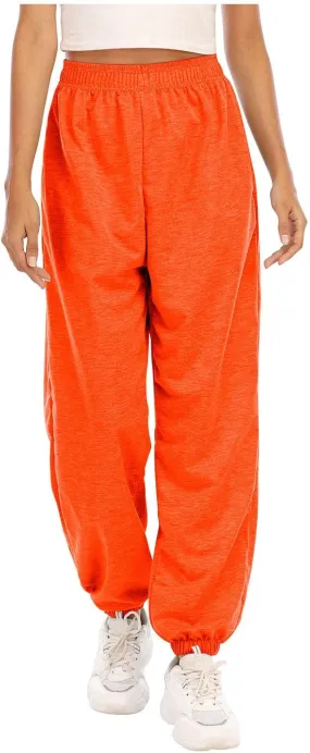 Ladies Stretch Plain Pants Womens Casual Trousers High Waist Lounge Sweatpants Solid Color Bootcut Yoga Pants Gym