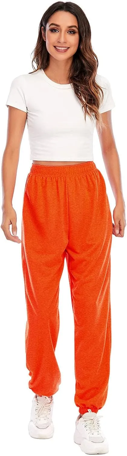 Ladies Stretch Plain Pants Womens Casual Trousers High Waist Lounge Sweatpants Solid Color Bootcut Yoga Pants Gym