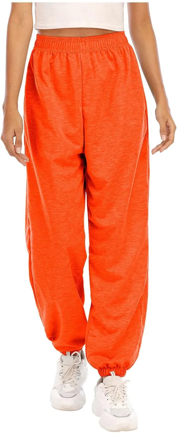 Ladies Stretch Plain Pants Womens Casual Trousers High Waist Lounge Sweatpants Solid Color Bootcut Yoga Pants Gym