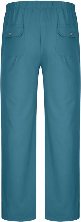 Linen Dress Pants Men Slim Fit Straight Leg Trousers Elastic Waist Lounge Pants Breathable Summer Pants Casual Pants