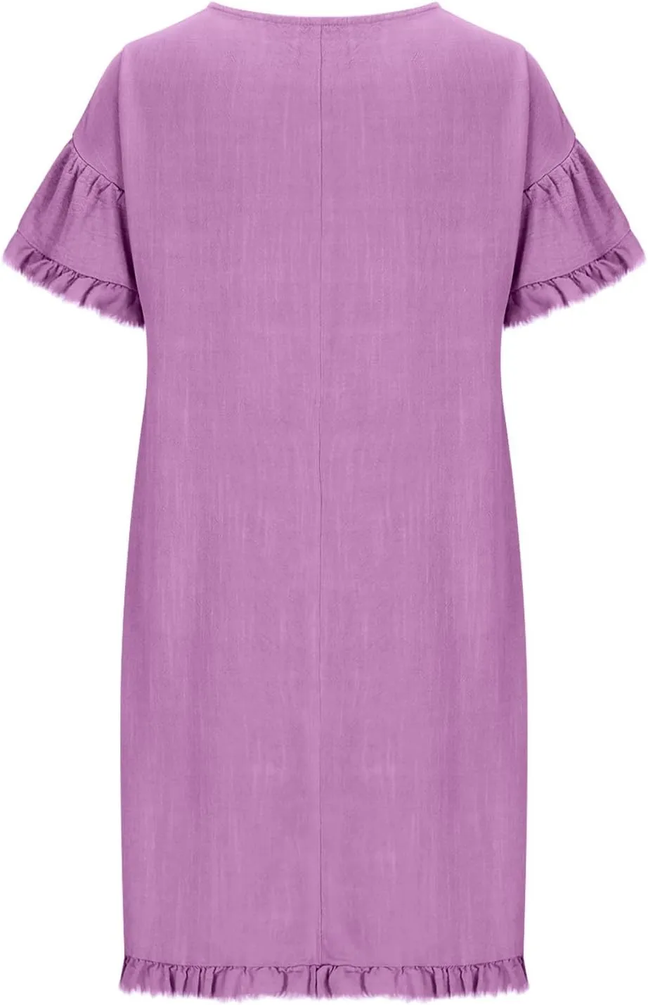 Linen Dresses for Women Summer Cotton Casual Short Sleeve Solid Color Dress Loose Round Neck Vacation Beach Sundress