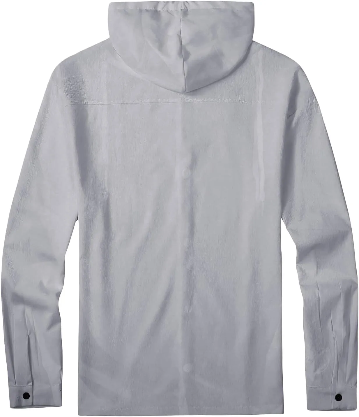 Linen Shirts for Men 3/4 Roll-Up Sleeve Cuban Guayabera Shirt with Hooded Lightweight Casual Button Down Beach Tee Top
