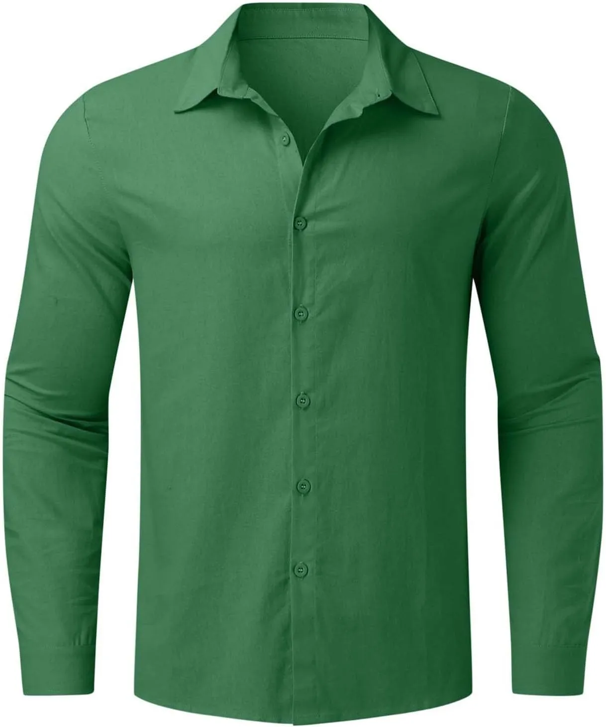 Linen Shirts for Men Long Sleeve Casual Button Down Tshirt Solid Spread Collar Summer Beach Vacation Hawaiian Hippie Tops