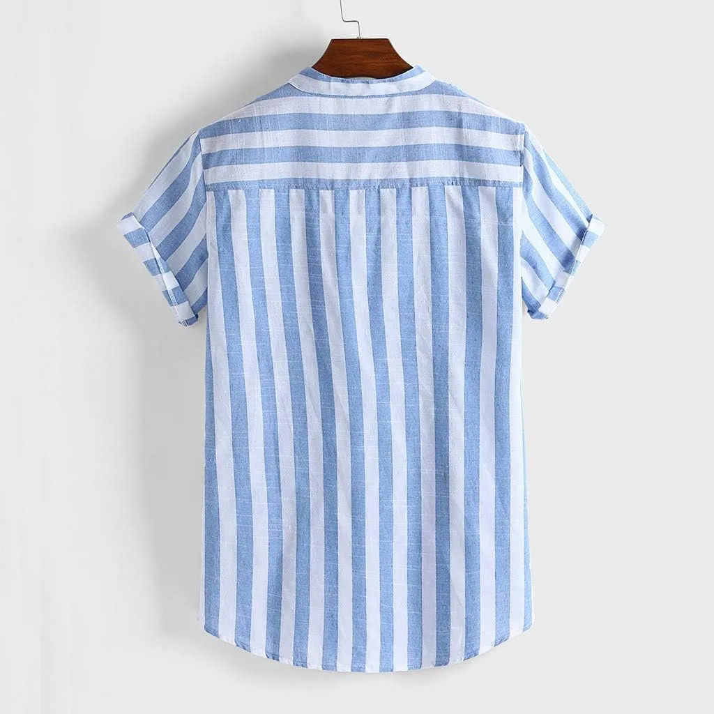 Linen Shirts for Men Men's Cotton Linen Henley Shirt Short Sleeve Button up V Neck Hippie Casual Beach T Shirt Blouses