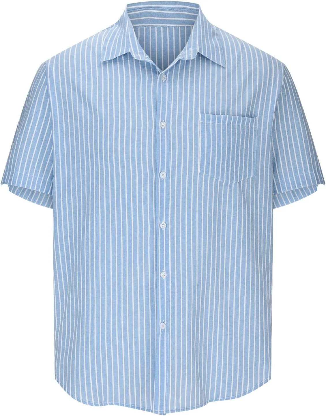 Linen Shirts for Men Men's Summer Casual Classice Short Sleeve Solid Button Down Shirts Dress Shirts with Pockets Top